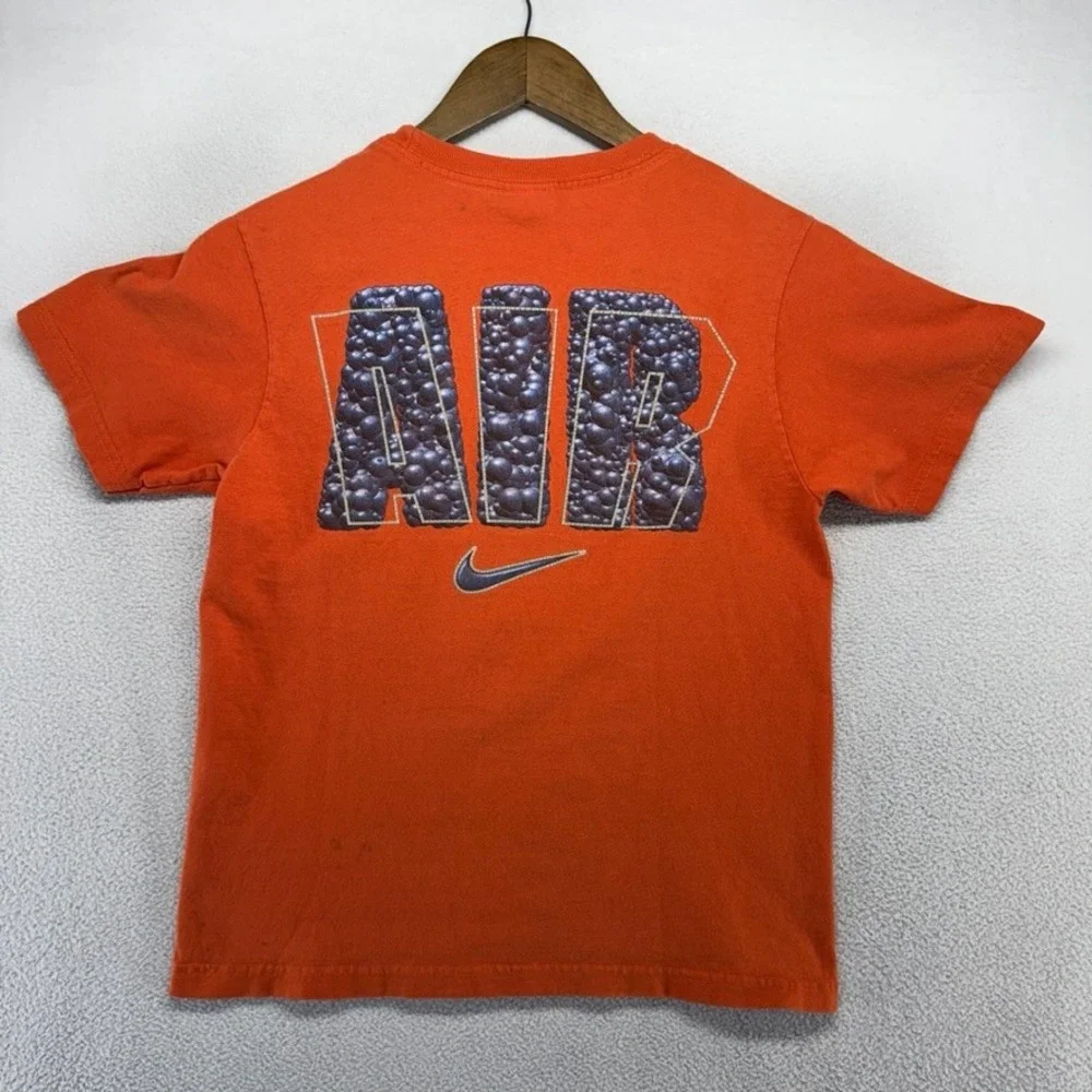Vintage Nike Shirt Boys Small Orange Tech Bubbles y2k Center Swoosh Graphic y2k
